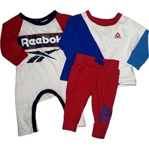 Reebox Baby 0 3 Mos Outfit Set‎ Pants Top Jumpsuit Red White Blue Unisex Cotton